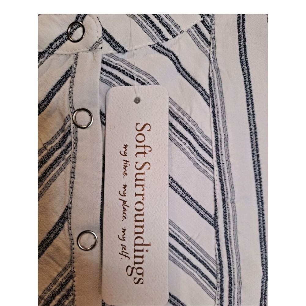 Soft Surroundings Belinda Striped Tunic Top Snap Front Shirt S NWT - Picture 8 of 9